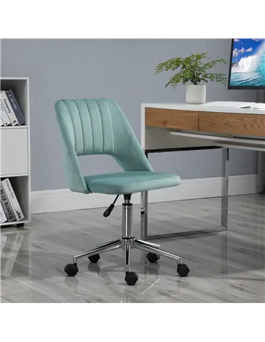 Vinsetto Mid Back Office Chair Velvet Fabric Swivel Scallop Shape Computer Desk Chair for Home Study Bedroom Green