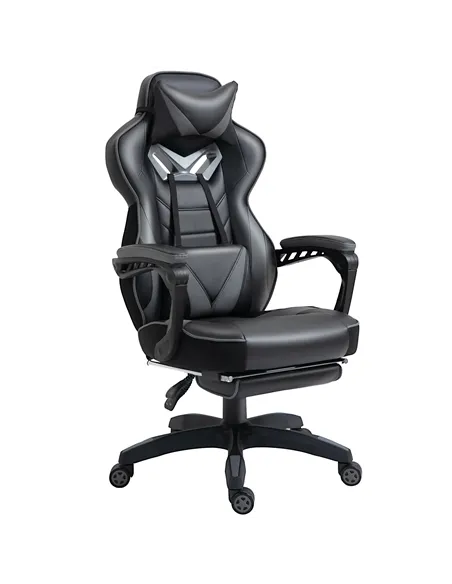 Vinsetto Computer Gaming Chair, Racing Desk Chair with Lumbar Support and Footrest, PU Leather Gamer Chair with Headrest and Swi