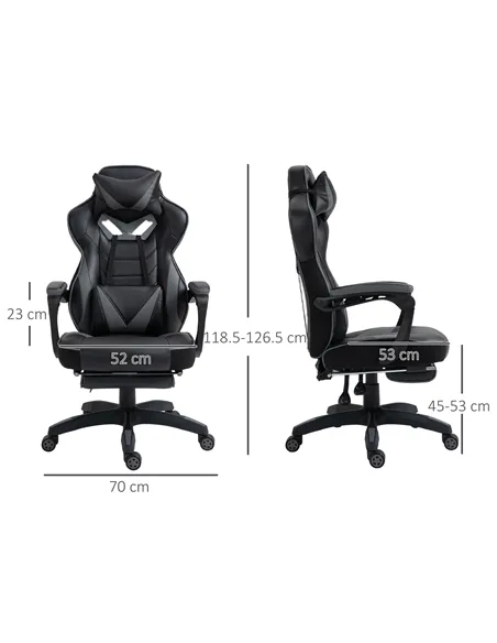 Vinsetto Computer Gaming Chair, Racing Desk Chair with Lumbar Support and Footrest, PU Leather Gamer Chair with Headrest and Swi