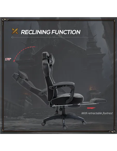Vinsetto Computer Gaming Chair, Racing Desk Chair with Lumbar Support and Footrest, PU Leather Gamer Chair with Headrest and Swi