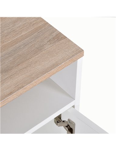 HOMCOM TV Stand Cabinet up to 50", Modern TV Unit with Storage, Open Shelves and Cable Management for Living Room, Bedroom, Whit