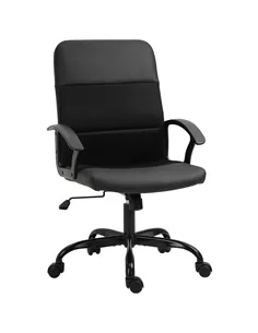 Vinsetto Mesh Office Chair, Faux Leather Desk Chair with Swivel Wheels, Adjustable Height and Tilt Function, Black