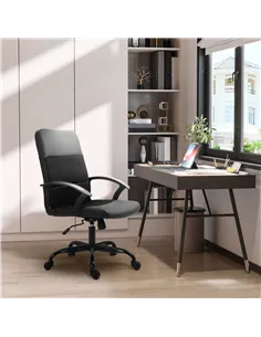 Vinsetto Mesh Office Chair, Faux Leather Desk Chair with Swivel Wheels, Adjustable Height and Tilt Function, Black 2