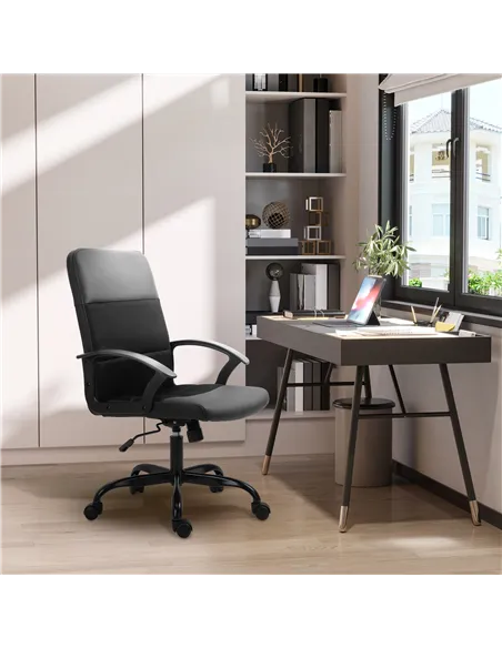 Vinsetto Mesh Office Chair, Faux Leather Desk Chair with Swivel Wheels, Adjustable Height and Tilt Function, Black
