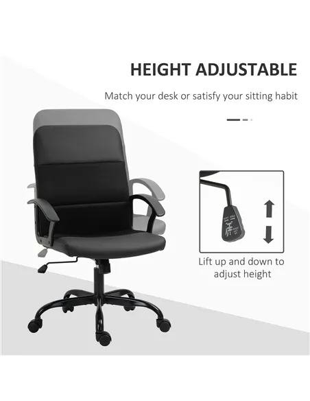 Vinsetto Mesh Office Chair, Faux Leather Desk Chair with Swivel Wheels, Adjustable Height and Tilt Function, Black