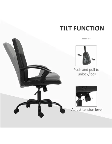 Vinsetto Mesh Office Chair, Faux Leather Desk Chair with Swivel Wheels, Adjustable Height and Tilt Function, Black