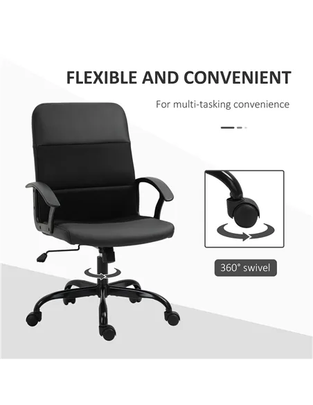 Vinsetto Mesh Office Chair, Faux Leather Desk Chair with Swivel Wheels, Adjustable Height and Tilt Function, Black