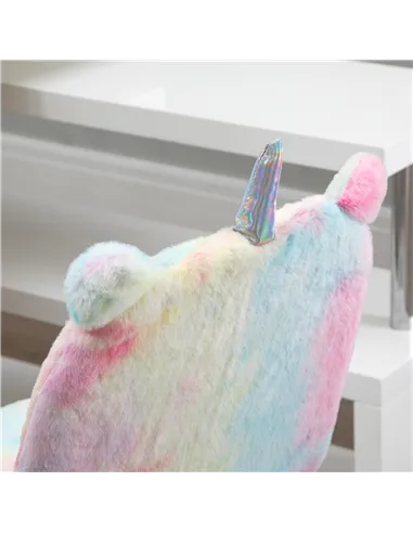 Vinsetto Fluffy Unicorn Office Chair with Mid-Back and Swivel Wheel, Cute Desk Chair, Rainbow Multi-Colored
