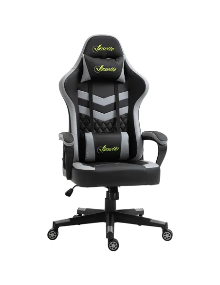 Vinsetto Gaming Chair, Computer Desk Chair with Lumbar Support, Faux Leather Racing Chair with Headrest and Swivel Wheels for Ho