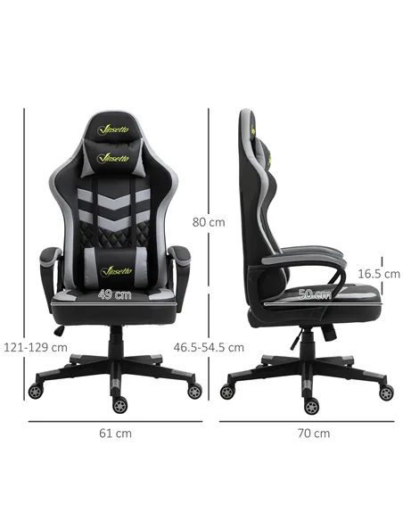 Vinsetto Gaming Chair, Computer Desk Chair with Lumbar Support, Faux Leather Racing Chair with Headrest and Swivel Wheels for Ho