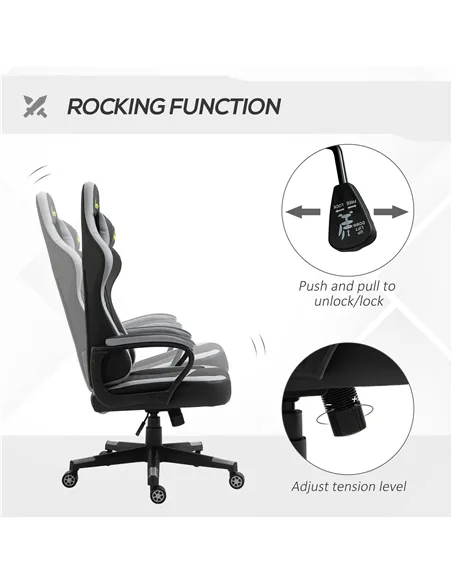 Vinsetto Gaming Chair, Computer Desk Chair with Lumbar Support, Faux Leather Racing Chair with Headrest and Swivel Wheels for Ho