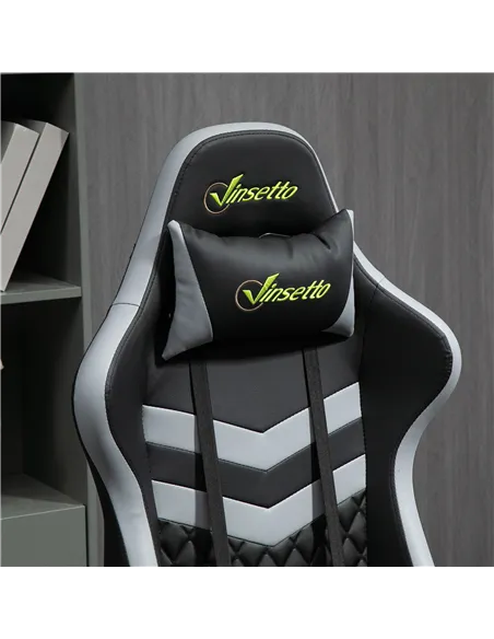 Vinsetto Gaming Chair, Computer Desk Chair with Lumbar Support, Faux Leather Racing Chair with Headrest and Swivel Wheels for Ho