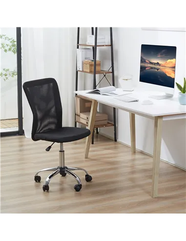 Vinsetto Office Chair, Armless Desk Chair, Adjustable Computer Swivel Chair with Rolling Wheels and Mesh Back for Home Work Stud