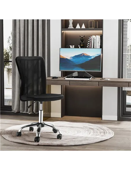 Vinsetto Office Chair, Armless Desk Chair, Adjustable Computer Swivel Chair with Rolling Wheels and Mesh Back for Home Work Stud