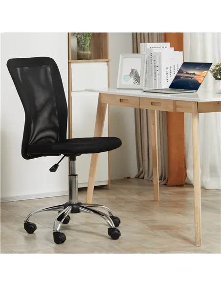 Vinsetto Office Chair, Armless Desk Chair, Adjustable Computer Swivel Chair with Rolling Wheels and Mesh Back for Home Work Stud