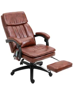 Vinsetto PU Leather Office Chair with 7 Point Vibrating Massage, Computer Desk Chair with Footrest, Adjustable Height, Reclining