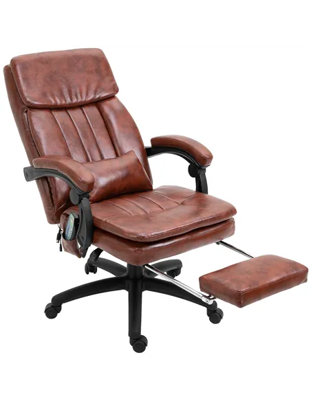 Vinsetto PU Leather Office Chair with 7 Point Vibrating Massage, Computer Desk Chair with Footrest, Adjustable Height, Reclining