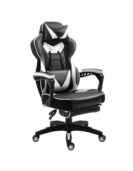 Vinsetto Computer Gaming Chair, Racing Desk Chair with Lumbar Support and Footrest, PU Leather Gamer Chair with Headrest and Swi