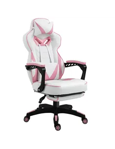 Vinsetto Computer Gaming Chair, Racing Desk Chair with Lumbar Support and Footrest, PU Leather Gamer Chair with Headrest and Swi