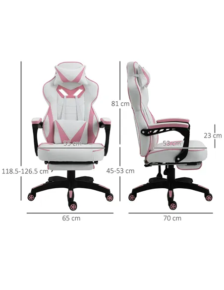 Vinsetto Computer Gaming Chair, Racing Desk Chair with Lumbar Support and Footrest, PU Leather Gamer Chair with Headrest and Swi