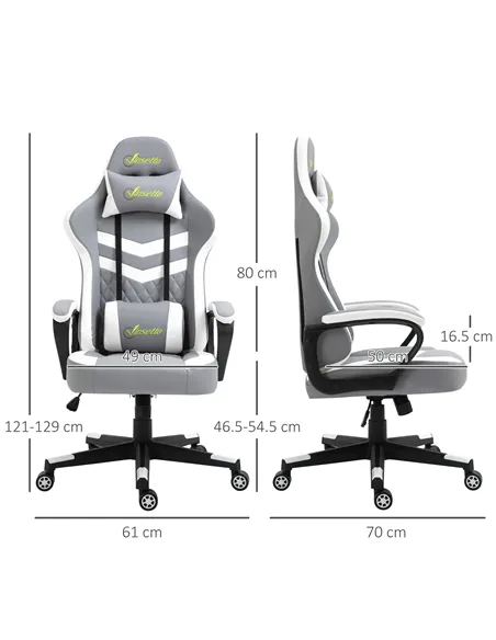 Vinsetto Gaming Chair, Computer Desk Chair with Lumbar Support, Faux Leather Racing Chair with Headrest and Swivel Wheels for Ho