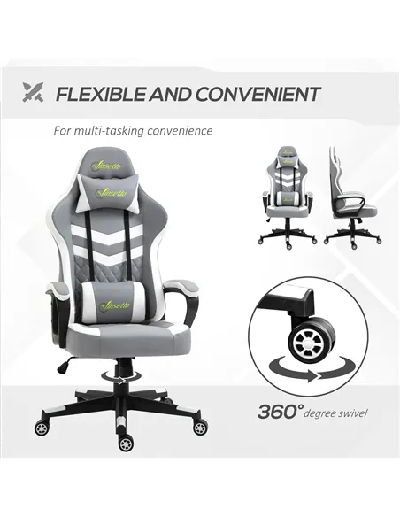 Vinsetto Gaming Chair, Computer Desk Chair with Lumbar Support, Faux Leather Racing Chair with Headrest and Swivel Wheels for Ho