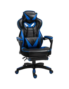 Vinsetto Faux Leather Reclining Gaming Chair, with Footrest - Blue/Black