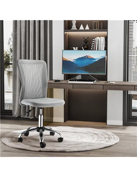 Vinsetto Office Chair, Armless Desk Chair, Adjustable Computer Swivel Chair with Rolling Wheels and Mesh Back for Home Work Stud