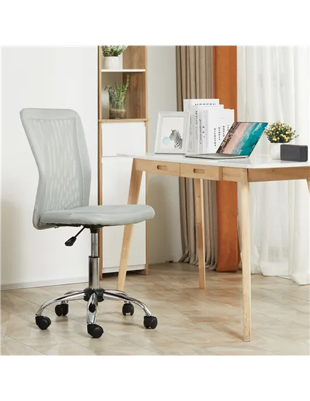 Vinsetto Office Chair, Armless Desk Chair, Adjustable Computer Swivel Chair with Rolling Wheels and Mesh Back for Home Work Stud
