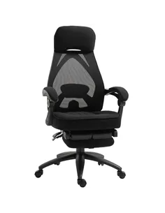 Vinsetto Office Chair with Footrest,High Back Swivel Desk Chair with Adjustable Height and Headrest for Home Office, Black