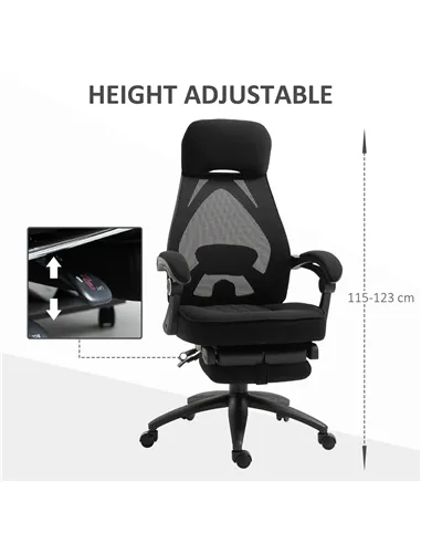 Vinsetto Office Chair with Footrest,High Back Swivel Desk Chair with Adjustable Height and Headrest for Home Office, Black