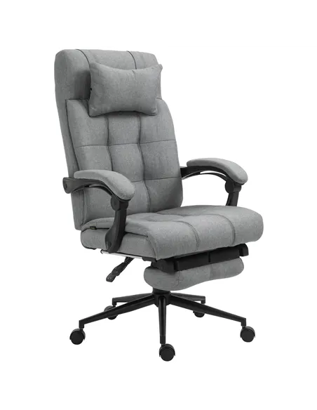 Vinsetto Office Chair with Footrest Ergonomic Office Chair with Armrests Lumber Support and Headrest Light Grey