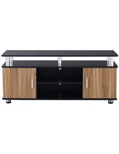 HOMCOM TV Cabinet Unit for TVs up to 50'' with Storage Shelf and Cupboards, Living Room Entertainment Center Media Console, Blac