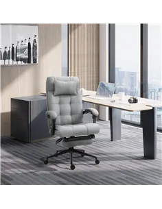 Vinsetto Office Chair with Footrest Ergonomic Office Chair with Armrests Lumber Support and Headrest Light Grey 2