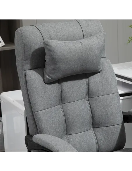 Vinsetto Office Chair with Footrest Ergonomic Office Chair with Armrests Lumber Support and Headrest Light Grey