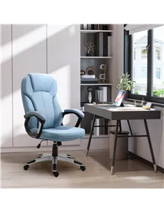 Vinsetto Office Chair, Linen Fabric Desk Chair, Height Adjustable Computer Chair with Padded Armrests, Swivel Wheels and Tilt Fu 2