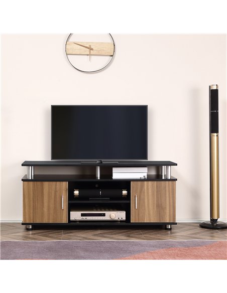 HOMCOM TV Cabinet Unit for TVs up to 50'' with Storage Shelf and Cupboards, Living Room Entertainment Center Media Console, Blac