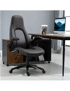 Vinsetto Computer Gaming Chair, PU Leather Office Chair, Swivel Desk Chair with Adjustable Arms and Height, Padded Armrest and S 2