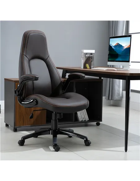 Vinsetto Computer Gaming Chair, PU Leather Office Chair, Swivel Desk Chair with Adjustable Arms and Height, Padded Armrest and S