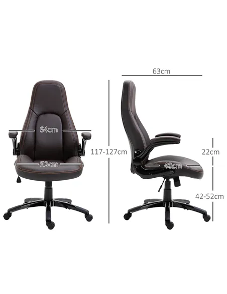 Vinsetto Computer Gaming Chair, PU Leather Office Chair, Swivel Desk Chair with Adjustable Arms and Height, Padded Armrest and S
