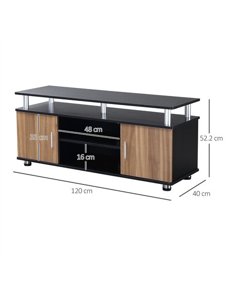 HOMCOM TV Cabinet Unit for TVs up to 50'' with Storage Shelf and Cupboards, Living Room Entertainment Center Media Console, Blac