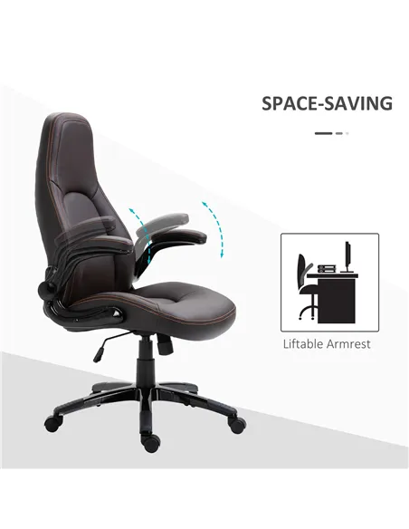 Vinsetto Computer Gaming Chair, PU Leather Office Chair, Swivel Desk Chair with Adjustable Arms and Height, Padded Armrest and S