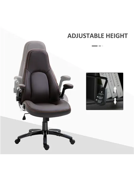 Vinsetto Computer Gaming Chair, PU Leather Office Chair, Swivel Desk Chair with Adjustable Arms and Height, Padded Armrest and S