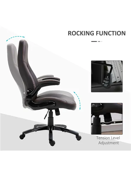 Vinsetto Computer Gaming Chair, PU Leather Office Chair, Swivel Desk Chair with Adjustable Arms and Height, Padded Armrest and S