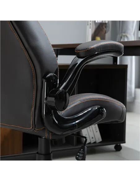 Vinsetto Computer Gaming Chair, PU Leather Office Chair, Swivel Desk Chair with Adjustable Arms and Height, Padded Armrest and S