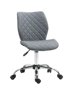 Vinsetto Armless Office Chair Adjustable Computer Chair Swivel Chair with Rolling Wheels and Linen Fabric Back Support for Home 