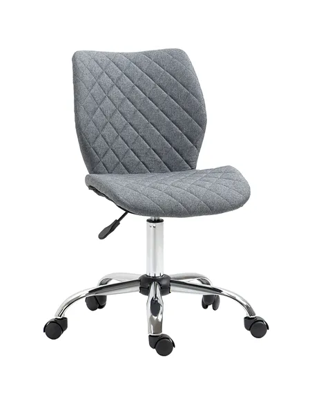Vinsetto Armless Office Chair Adjustable Computer Chair Swivel Chair with Rolling Wheels and Linen Fabric Back Support for Home 