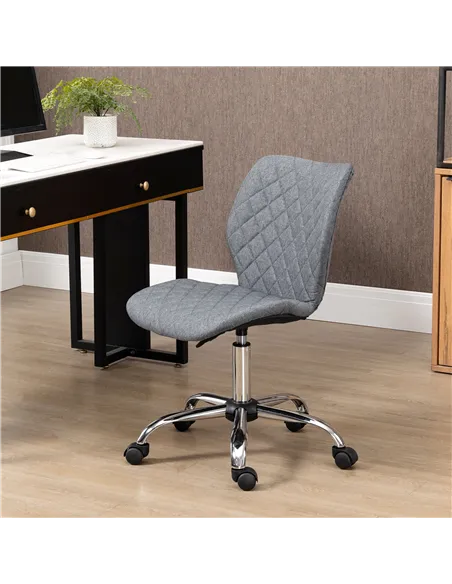 Vinsetto Armless Office Chair Adjustable Computer Chair Swivel Chair with Rolling Wheels and Linen Fabric Back Support for Home 
