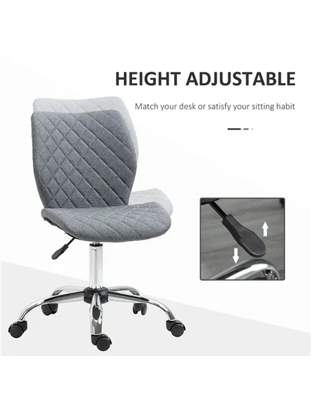 Vinsetto Armless Office Chair Adjustable Computer Chair Swivel Chair with Rolling Wheels and Linen Fabric Back Support for Home 