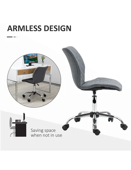 Vinsetto Armless Office Chair Adjustable Computer Chair Swivel Chair with Rolling Wheels and Linen Fabric Back Support for Home 